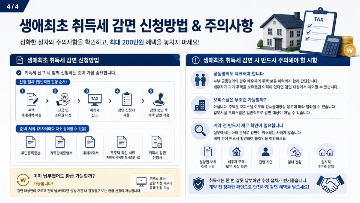 생애최초 취득세 감면 신청방법