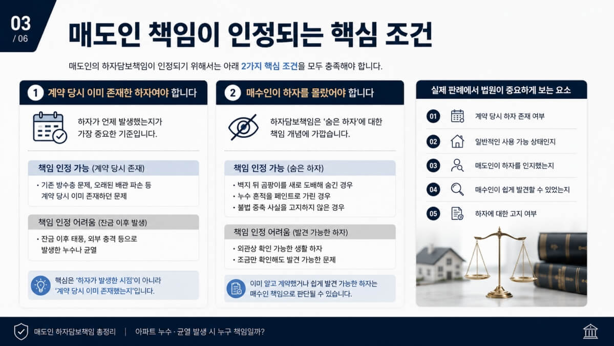 매도인 하자담보책임 조건