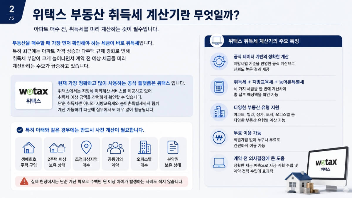 위택스 부동산 취득세 계산기