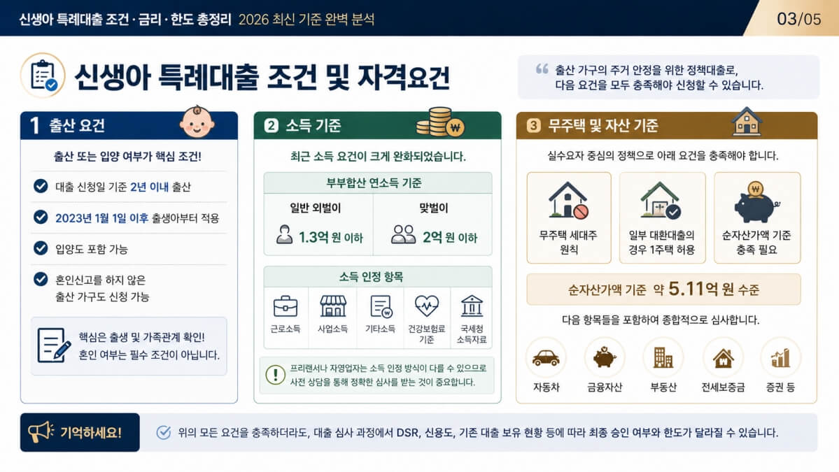 신생아 특례대출 조건