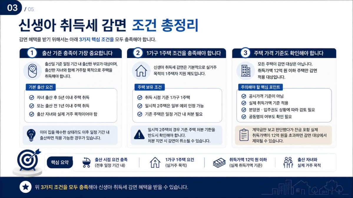 신생아 취득세 감면 조건