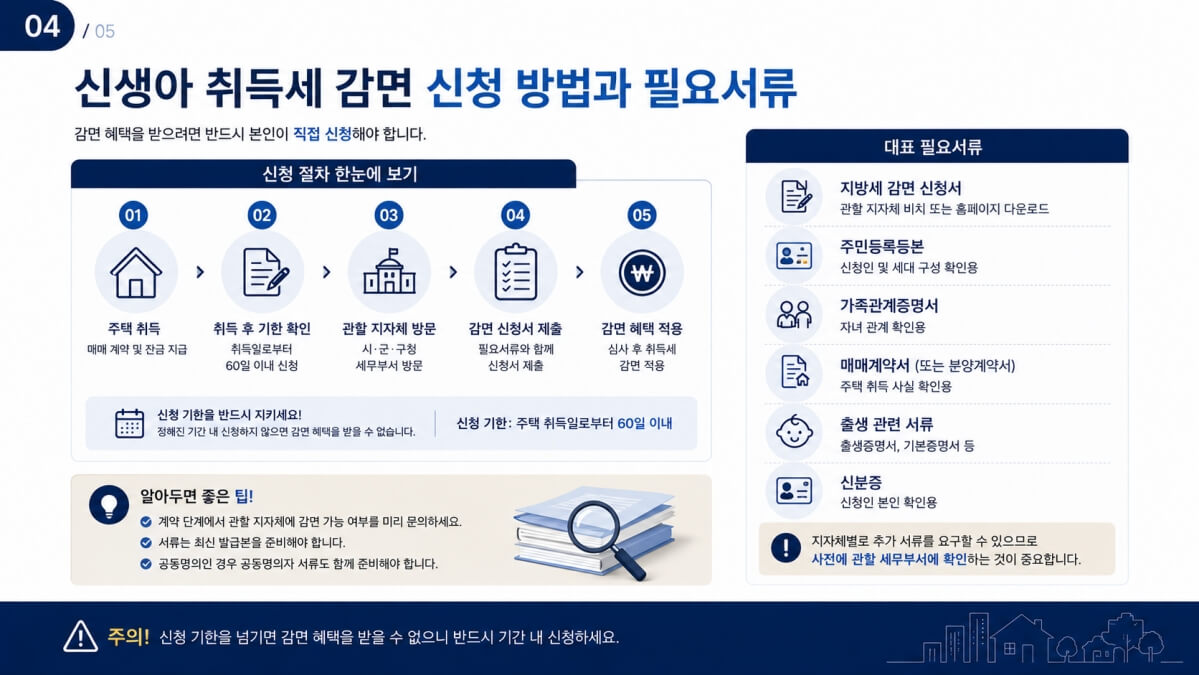 신생아 취득세 감면 신청방법