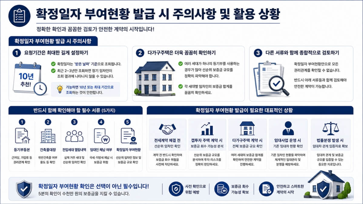 확정일자 부여현황 발급 주의사항
