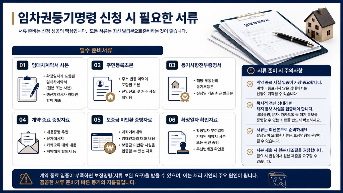 임차권등기명령 신청 시 필요 서류
