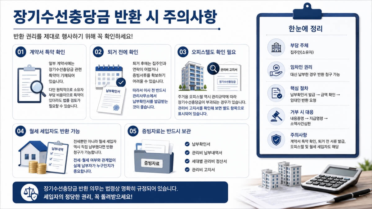 장기수선충당금 반환 시 주의사항