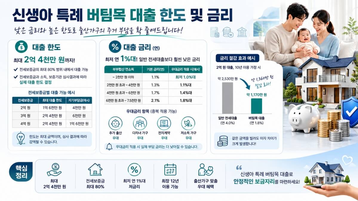 신생아 특례 버팀목 대출 한도 및 금리