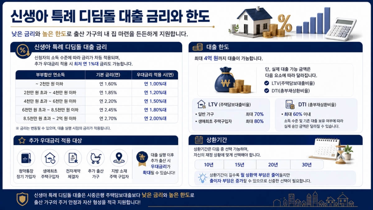 신생아 특례 디딤돌 대출 금리와 한도