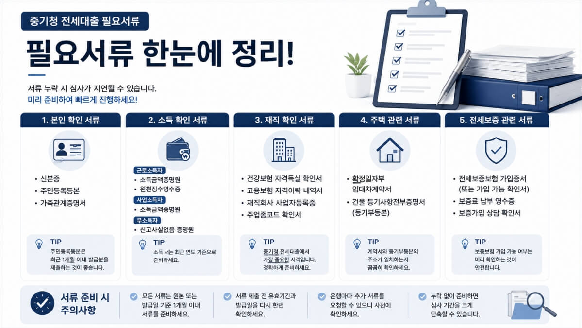 중기청 전세대출 필요서류