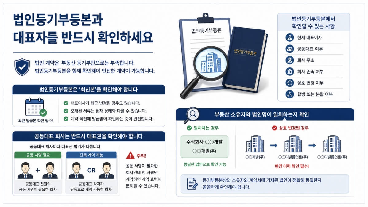 법인등기부등본과 대표자 확인