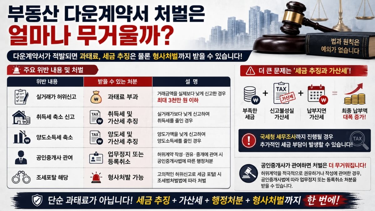 부동산 다운계약서 처벌은?