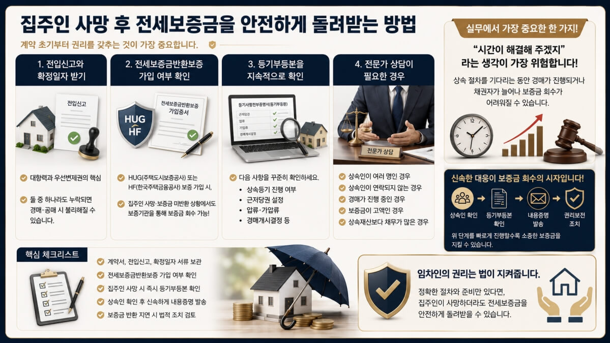 집주인 사망시 전세보증금 돌려받는 방법