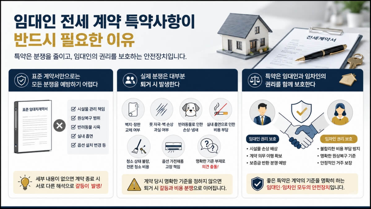 임대인 전세 계약 특약사항 필요성