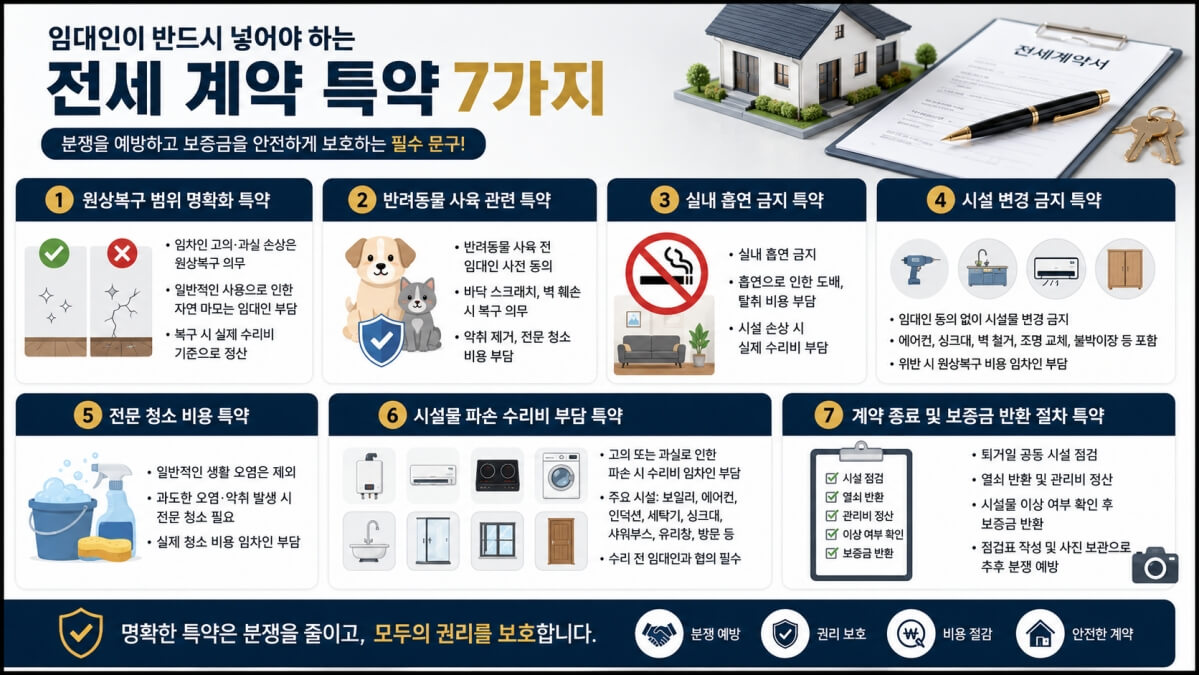 임대인 전세 계약 특약사항 7가지