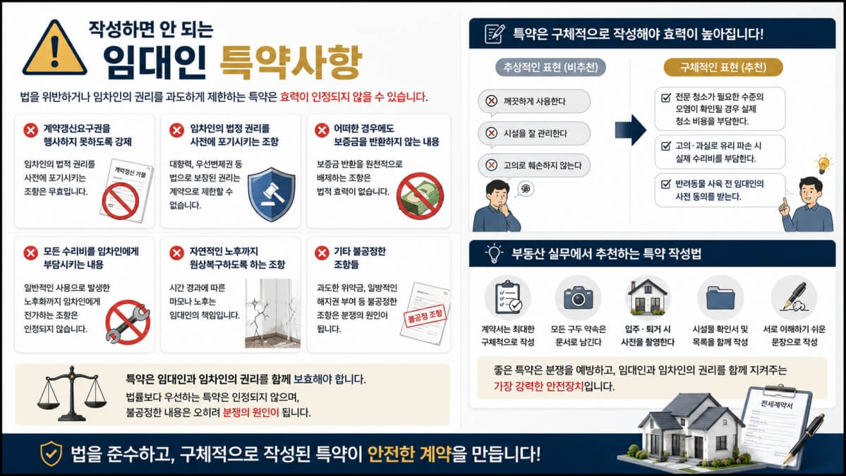 작성하면 안 되는 임대인 특약사항