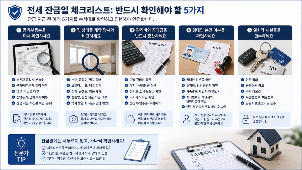 전세 잔금일 체크리스트