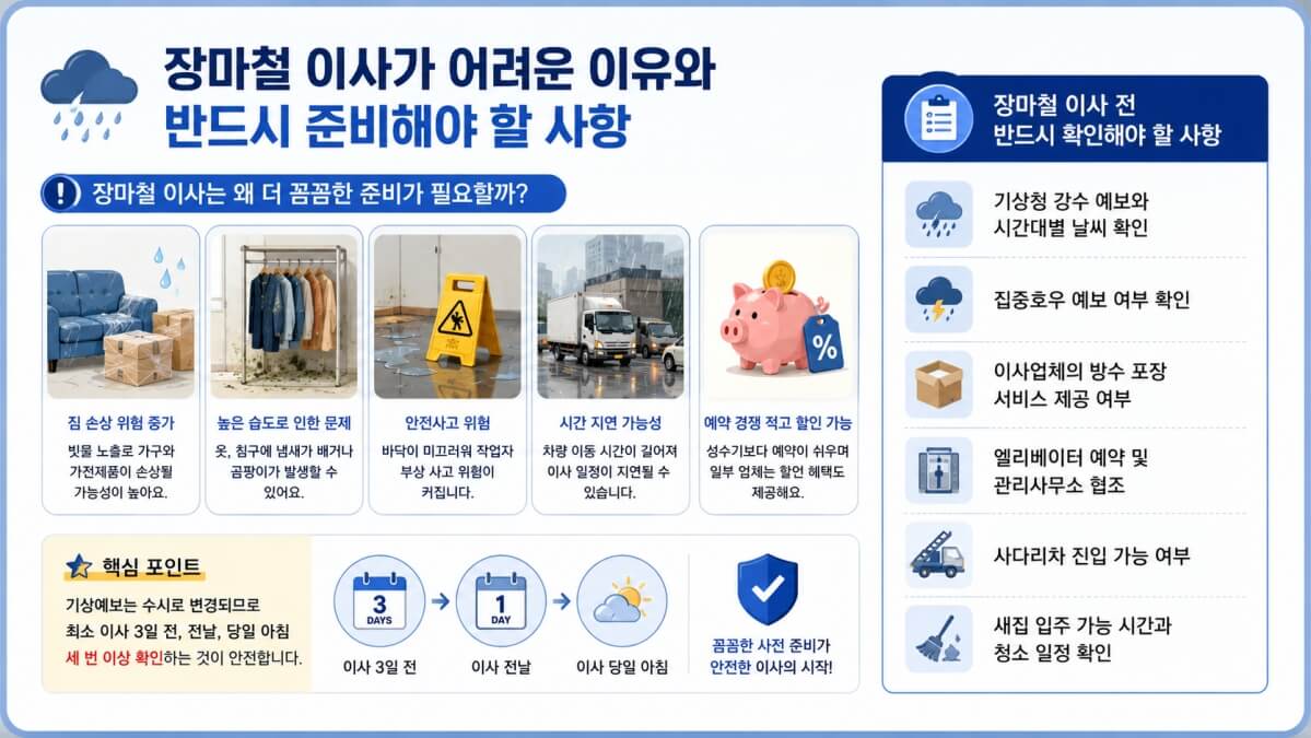 장마철 이사하는 법 준비사항