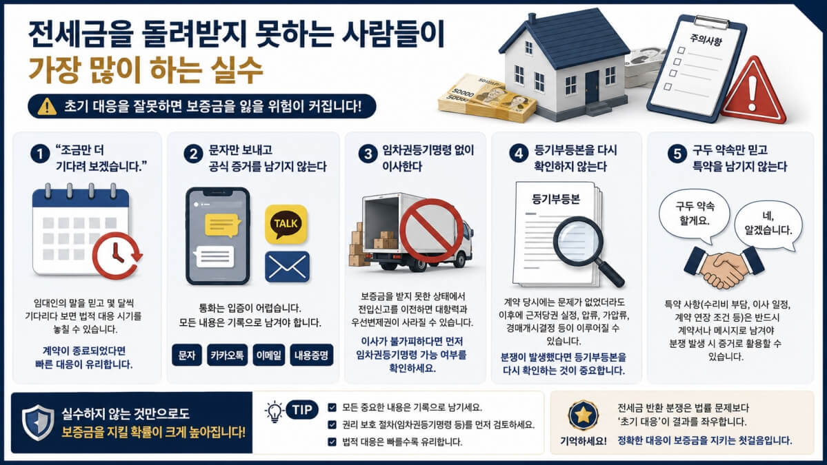 전세금 돌려받지 못하는 사람들이 하는 실수