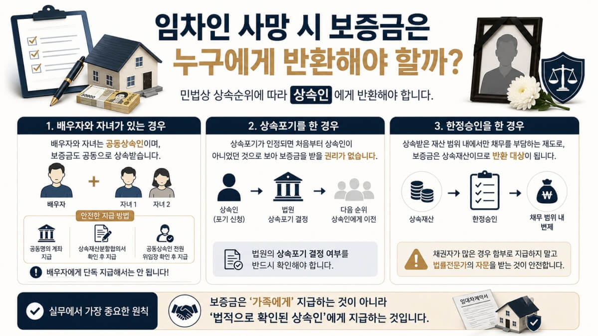 임차인 사망 시 보증금 반환은 누구에게?
