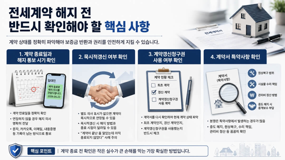 전세계약 해지시 핵심사항