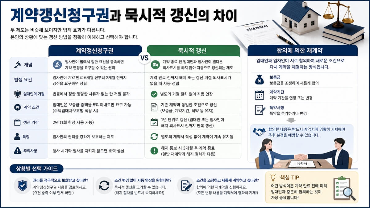 계갱신청구권과 묵시적 갱신의 차이