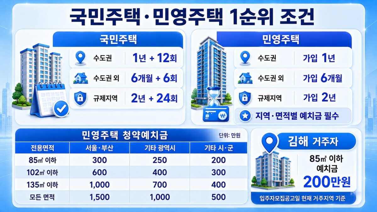 주택청약종합저축 1순위 조건