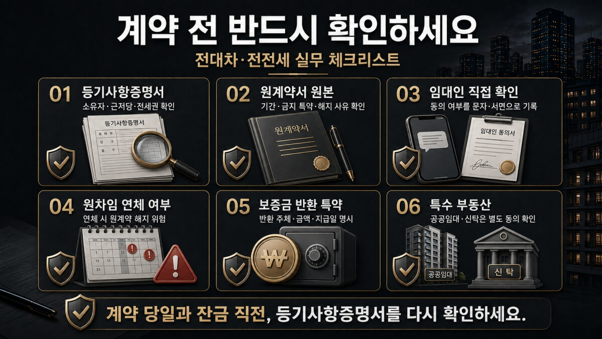 전전세 전대차 계약 전 확인사항
