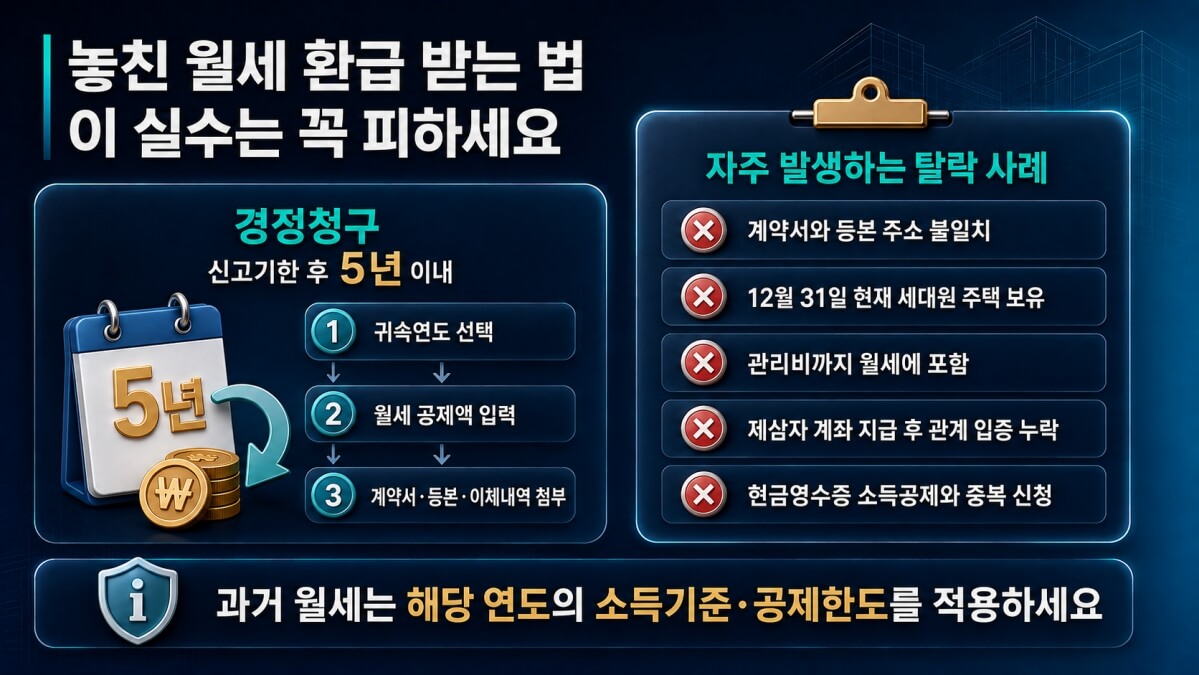 월세 환급 주의사항