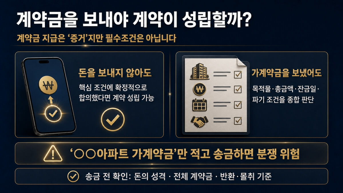 계약금을 보내야 성립?