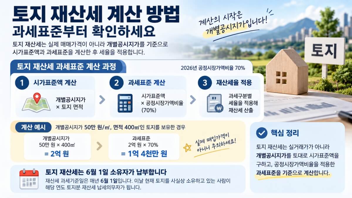 토지 재산세 계산 방법