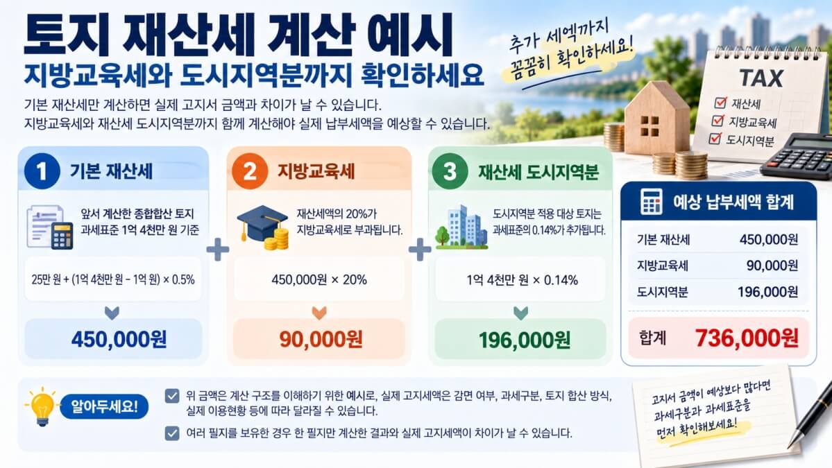 토지 재산세 계산 예시