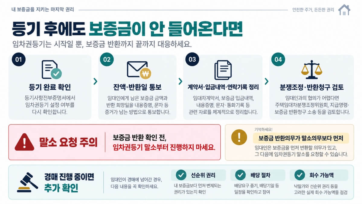 임차권등기 후에도 보증금이 안들어온다면