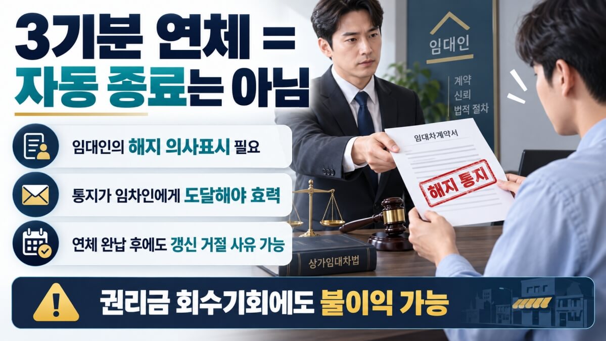 상가 월세 3개월 연체 자동종료