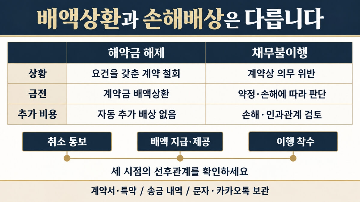 매도인 계약금 배액배상과 손해배상