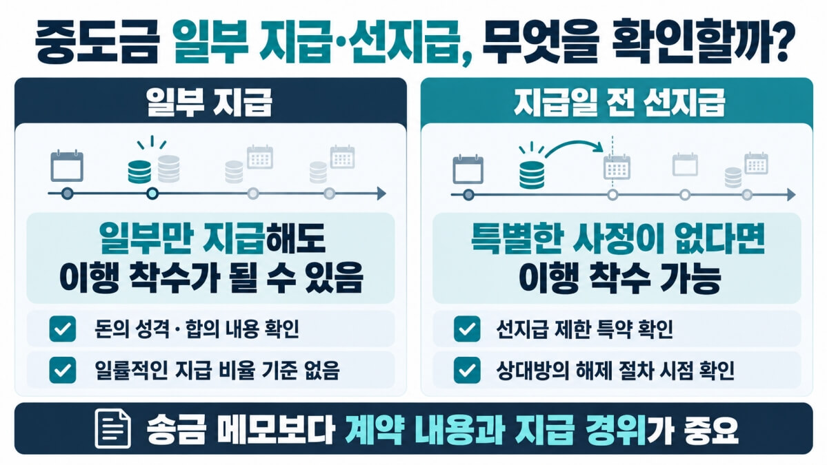 중도금 지급 이행 착수 판단 기준