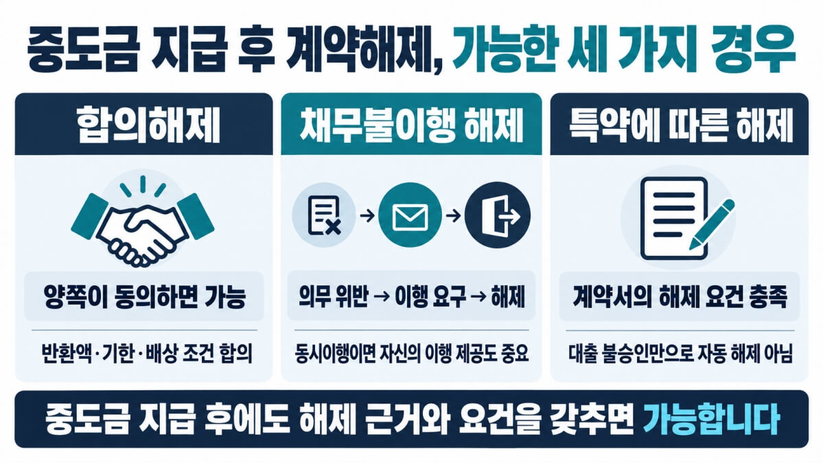 중도금 지급 후 계약해제 가능한 경우