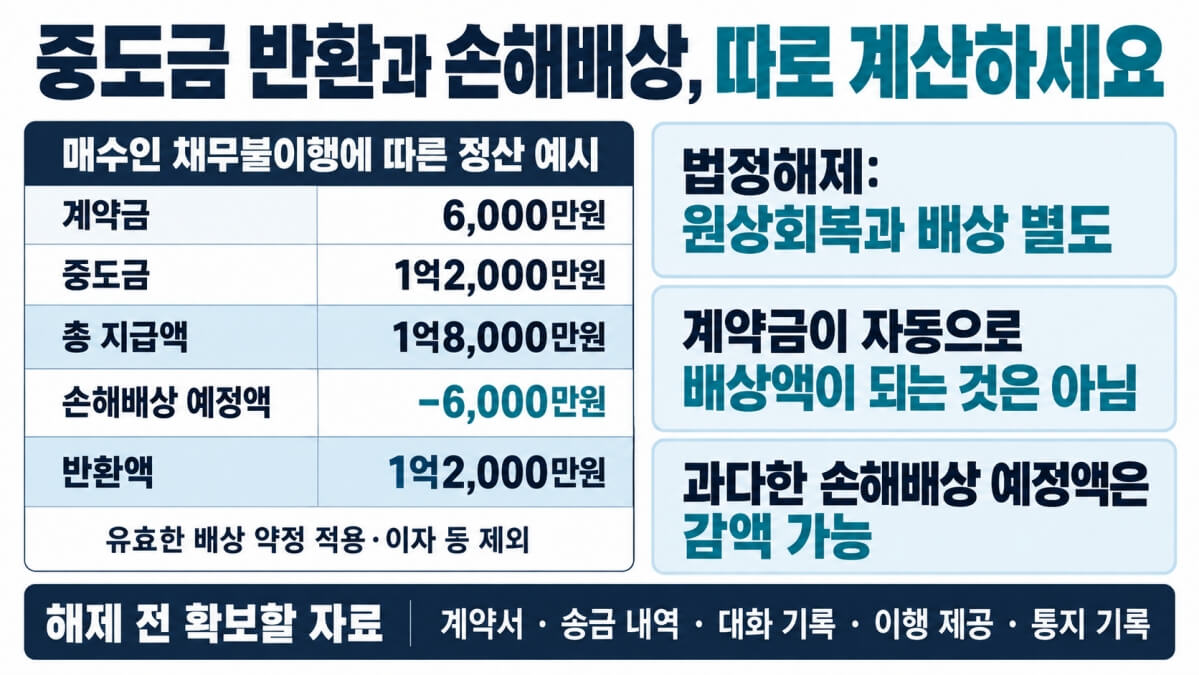 중도금 반환과 손해배상