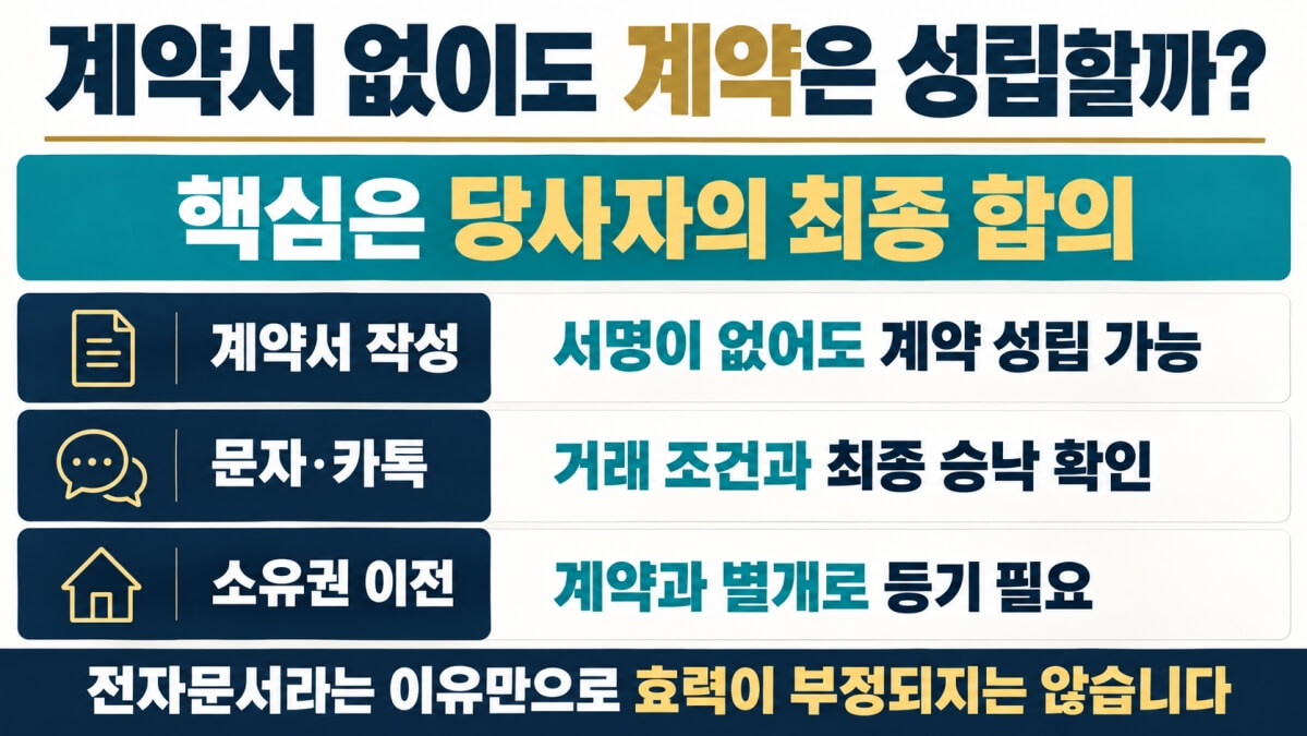 문자·카톡 부동산 계약 성립
