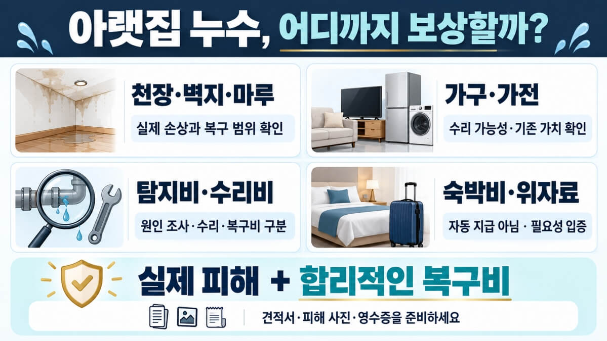 아랫집 누수 피해 보상 범위