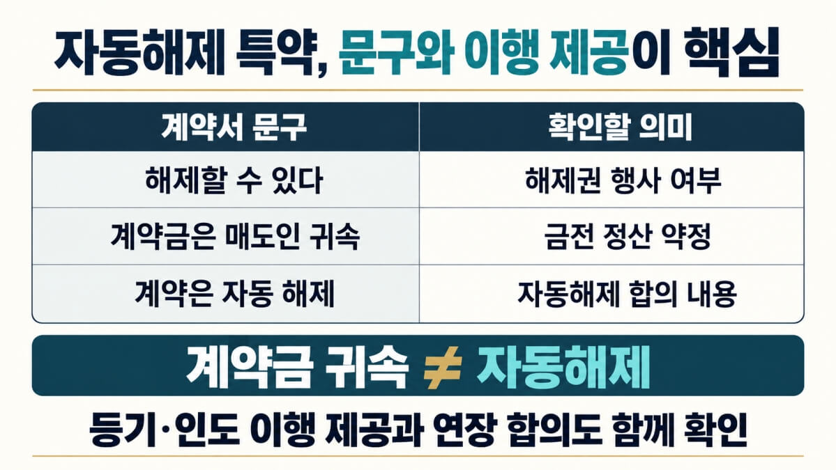 잔금 미지급 자동해제 특약