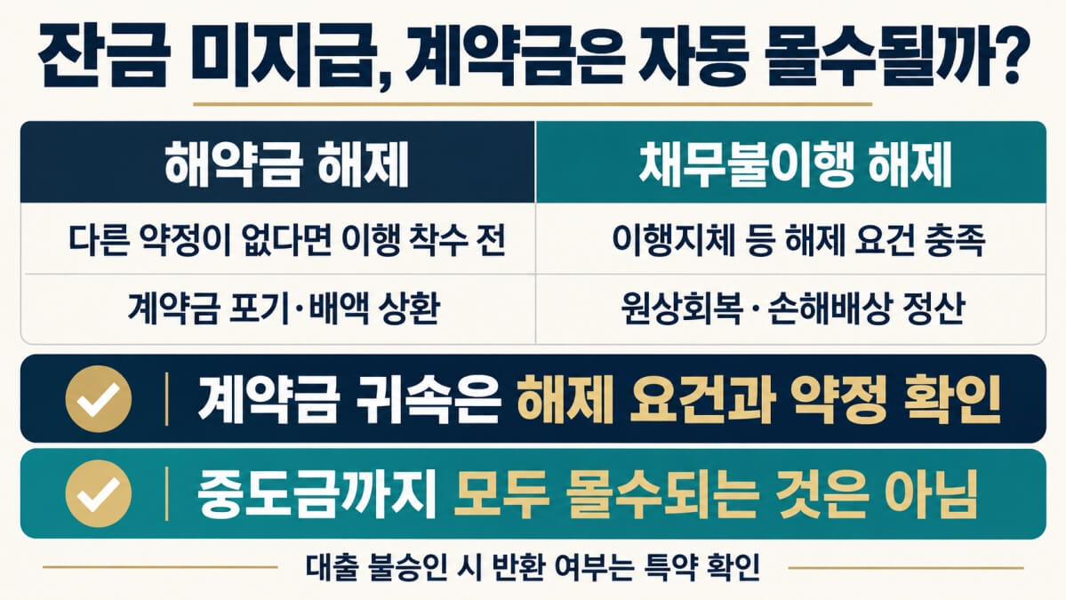 잔금 미지급 계약금 반환 기준