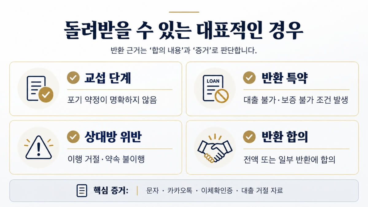 가계약금 반환받기 어려운 경우
