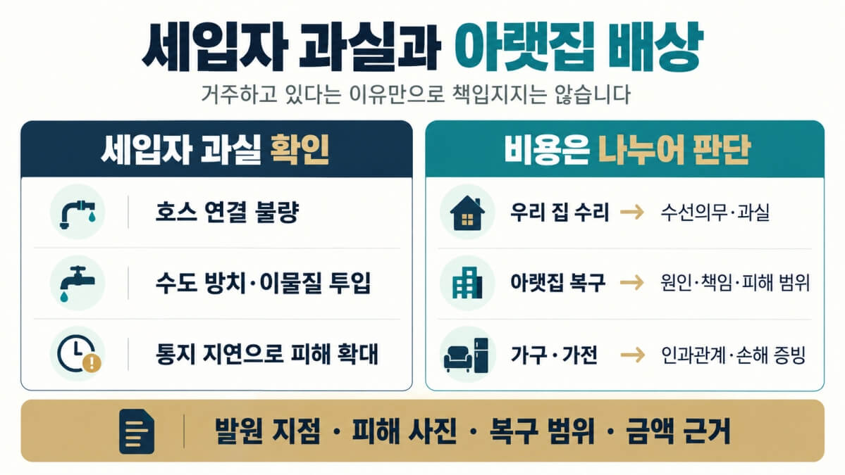 전세 월세집 누수 수리비 세임자 부담 기준